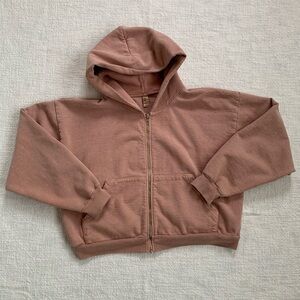 Los Angeles Apparel Cropped Fleece Zip Up Hoodie
